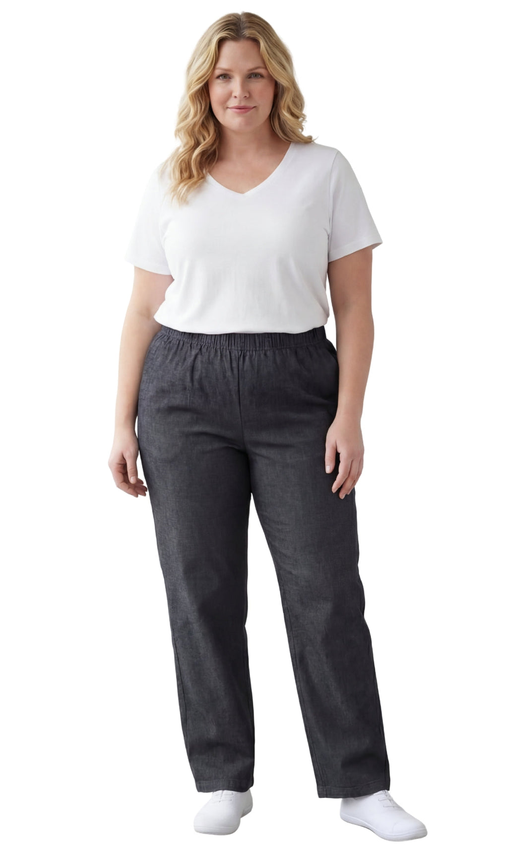Women's Lightweight Pull-On Denim Jeans with Elastic Waist – Relaxed Fit Stretch Jeans for Casual Everyday Wear