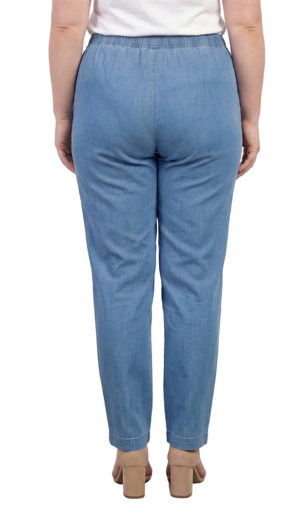 Women's Lightweight Pull-On Denim Jeans with Elastic Waist – Relaxed Fit Stretch Jeans for Casual Everyday Wear
